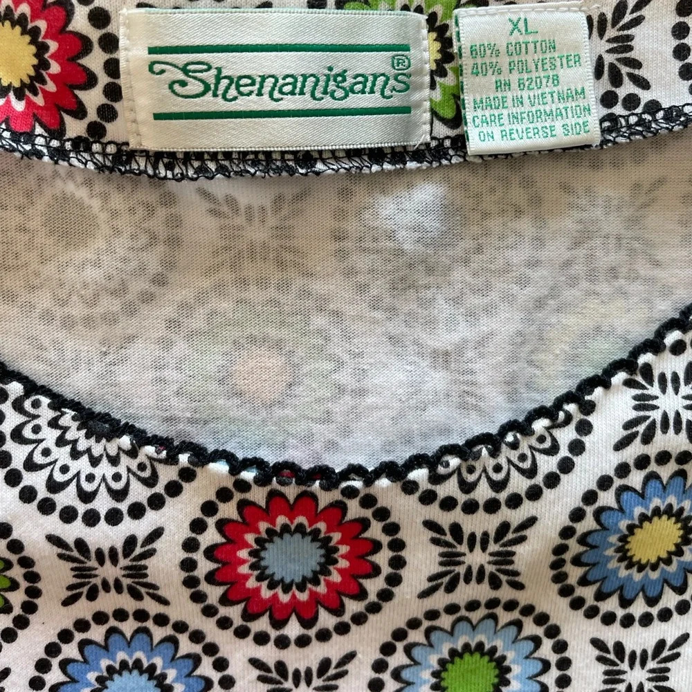 Shenanigan’s Colorful Geometric Design Cotton Blend 3/4 Sleeve Blouse Women’s XL - Picture 5 of 10